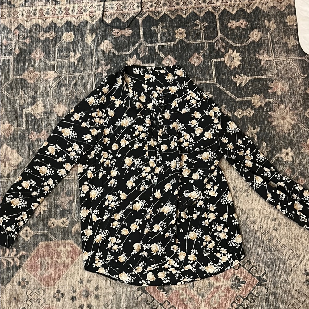 Floral Black and White Women's Top